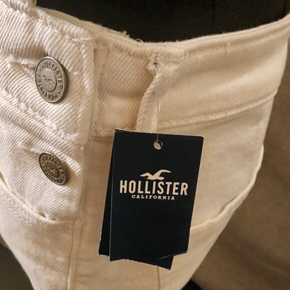 Hollister White High-Rise Vintage Denim Overalls Size XS Distressed Y2K Street - Picture 8 of 13